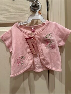 Lydia Pink Embroidered Baby Shrug
